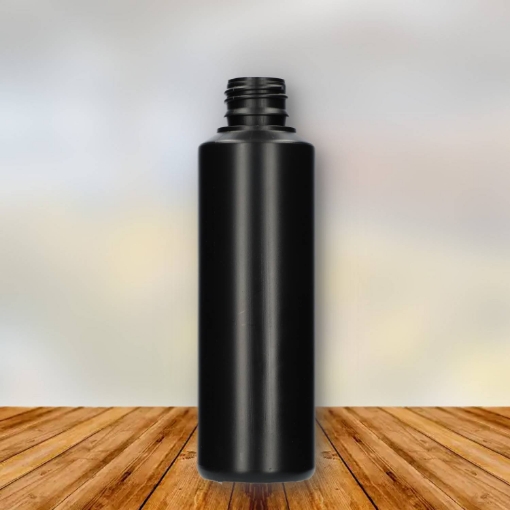 FLES 250 ML HDPE ZWART H28MM VERZEGELB.