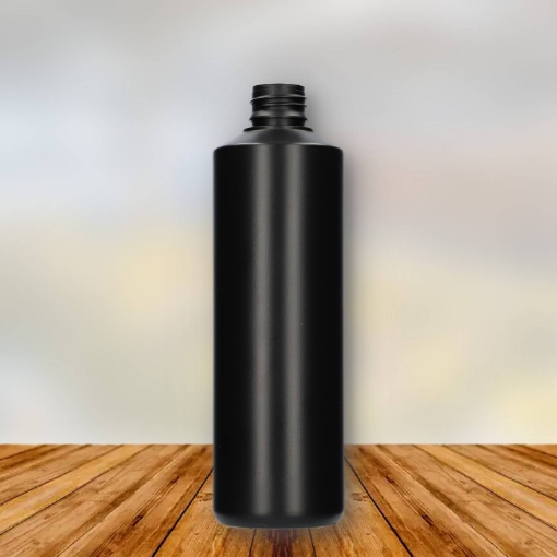 FLES 500 ML HDPE ZWART H28MM VERZEGELB.