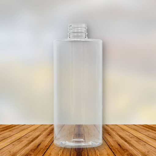 PET flessen GLASHELDER van 500 ml. (0.5 liter) uit de "sharp cylindr" serie met een 28/410 hals.