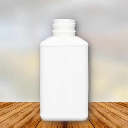 hdpe fles 250 ml rh pol rechthoekig wit din32.