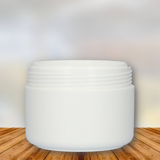 Plastic cremepot 200 ml pp-pp wit dubbelwandig
