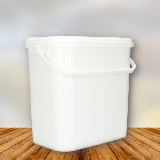 Kunststof emmer 10 liter pp wit ecm met kunststof beugel